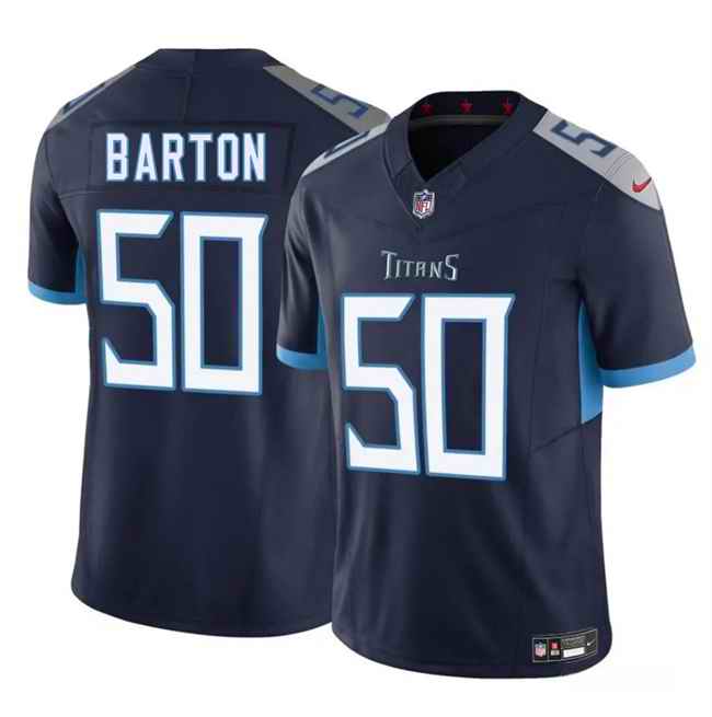Men's Tennessee Titans #50 Cody Barton Navy 2025 F.U.S.E. Vapor Limited Stitched Football Jersey